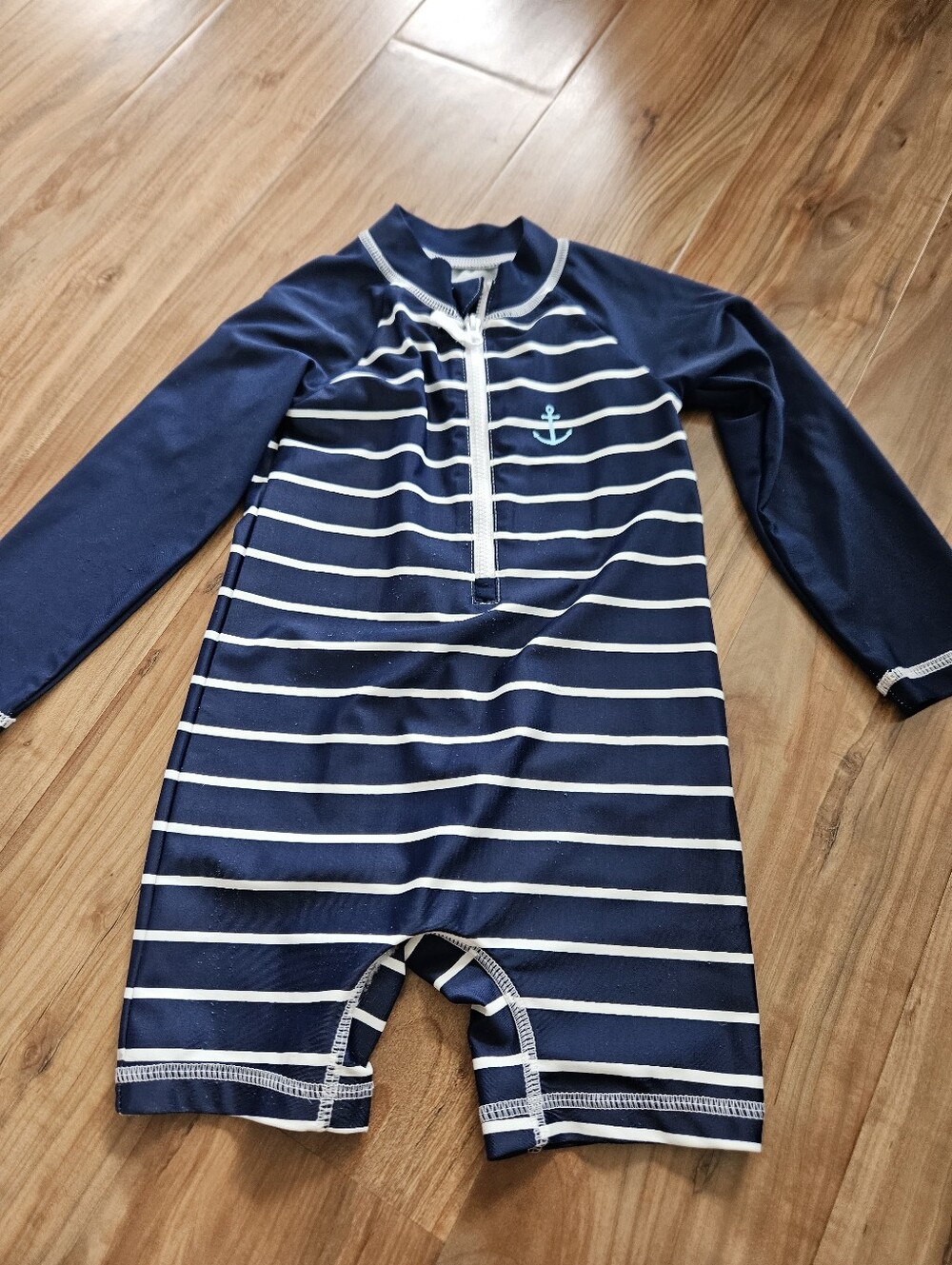 Carter's Navy and White Striped Long-Sleeve One-Piece 24 Months